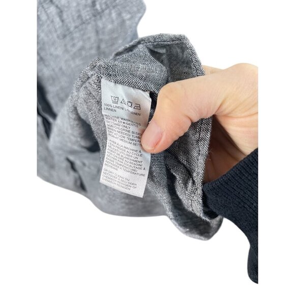 Saks Fifth Avenue Gray Linen Long Shirt Dress Pockets Midi M - Picture 6 of 10